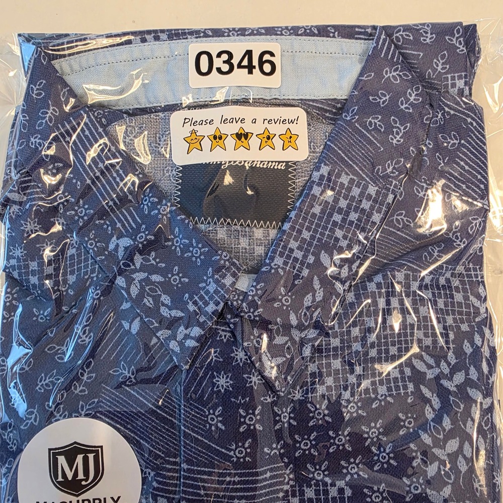 Tommy Bahama Shirt Mens Large Blue Floral Patchwork Silk Cotton Short Sleeve L - Picture 9 of 9